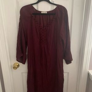 Elegant Burgundy Long Sleeve Dress